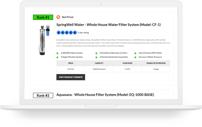 Whole House Water Filter Comparison Chart